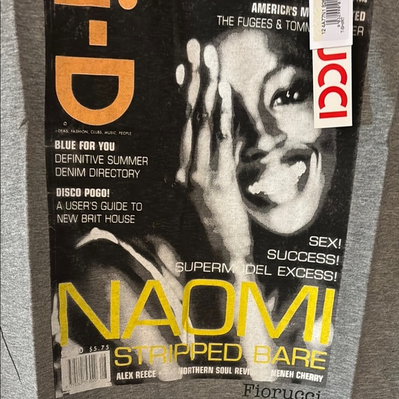 NWT Naomi Campbell Gray Fiorucci Graphic T-Shirt medium - Picture 2 of 4